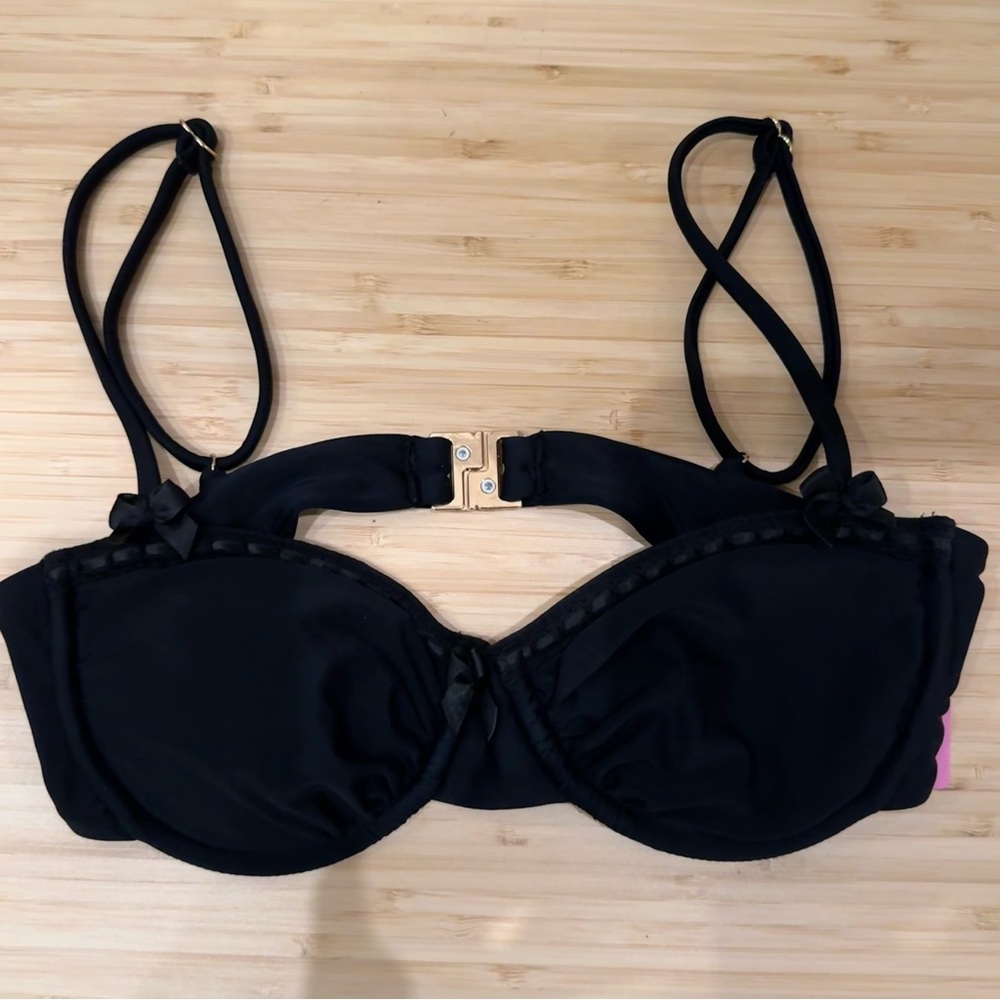 Ganache Bikini Top Black, Strawberry Milk Mob (NWT)